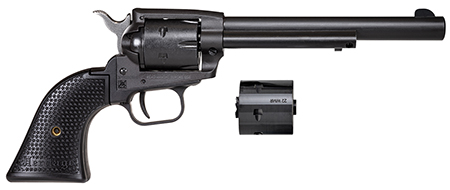 [727962708262] Heritage Mfg SRR22MBS6PG Rough Rider  22 LR/22 WMR 6 Shot/ 6.50" Black Satin Steel Barrel, Frame  &  Cylinder, Black Polymer Grip, Hammer/Thumb Safety, Exposed Hammer