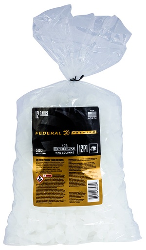 [604544684339] Federal 12P1 Podium Wad Premium 12Gauge 1oz White Plastic 500/10