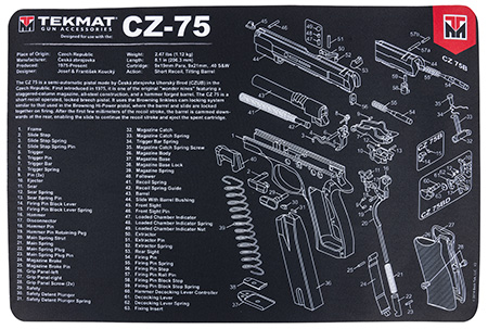 [612409970725] TekMat TEKR17CZ75 CZ 75 Cleaning Mat Black/White Rubber 11"x17" CZ-75 Parts Diagram