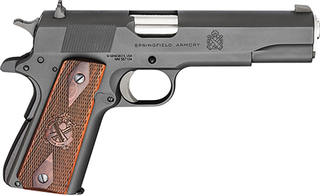 [706397913120] Springfield Armory PB9108LCA 1911 Mil-Spec *CA Compliant 45 ACP 5" 7+1 Black Parkerized Frame Black Parkerized Carbon Steel with Rear Serrations Slide Crossed Cannon Cocobolo Grip