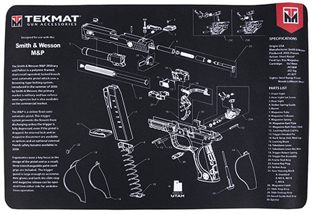 [612409971104] TekMat TEKR17SWMP S&W M & P Cleaning Mat Black/Gray Rubber 11"x17" S&W M & P Parts Diagram