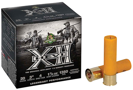 [604544686302] HEVI-Shot HS53204 HEVI-XII  20Gauge 3" 1 1/4oz Tungsten 4Shot 25 Per Box/10 Case