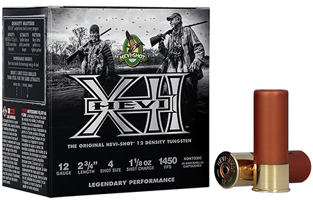 [604544686326] HEVI-Shot HS51314 HEVI-XII  12Gauge 2.75" 1 1/8oz Tungsten 4Shot 25 Per Box/10 Case