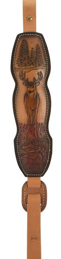 [021771270409] Hunter Company 027-40 Trophy Custom Sling Padded Brown Leather/Suede w/ Deer Design