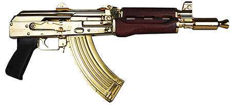 [685757098625] Zastava Arms Usa ZP92762SRGL ZPAP 92 7.62x39mm 30+1 10" 24K Gold Plated/ Cold HammerForged/ Chrome Lined Barrel, Steel 24K Gold Plated Receiver, Serbian Red Wood Grips
