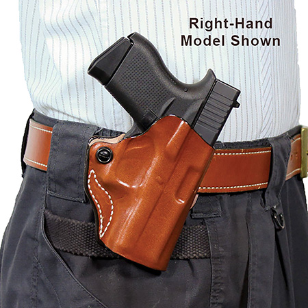 [792695374237] DeSantis Gunhide 019TB7WZ0 Mini Scabbard  OWB Tan Leather Belt Slide Fits Springfield Prodigy w/wo Red Dot Fits 4.25" Barrel Left Hand