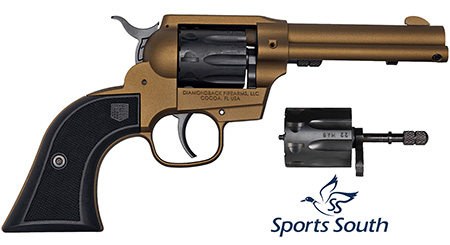 [810035755338] Diamondback DB055AA041 Sidekick  22  LR/22 WMR 9rd Shot 4.50" Burnt Bronze Burnt Bronze Black Cerakote Cylinder Black Checkered Nylon Grips