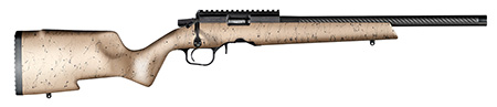 [696528095941] Christensen Arms 8011201500 Ranger  Full Size 17 HMR 9+1, 18" Black Carbon Fiber Barrel, Black Anodized Aluminum Receiver, Tan w/Black Webbing Fixed w/Aluminum Pillars Stock