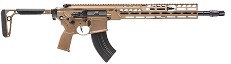 [798681660889] Sig Sauer RMCX762R16BLT MCX Spear LT 7.62x39mm 16" 28+1, Coyote, OEM Grip/Folding Stock, Rocksett Sig QD Suppressor Ready Flash Hider, Adj. Gas Block