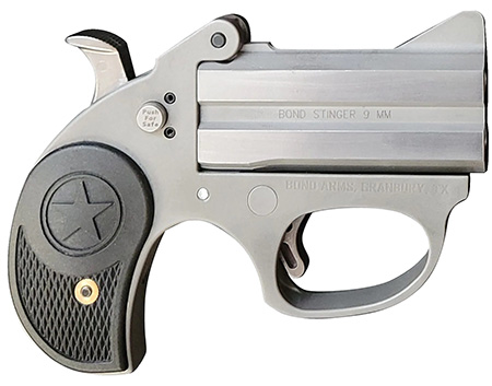 [855959002397] Bond Arms BASRS Stinger  38 Special 2rd 3" Rough Series Stainless Steel Double Barrel  &  Frame, Rebounding Hammer, Black Rubber Grips, Manual Safety