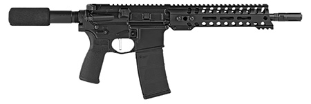 [847313018014] Patriot Ordnance Factory 01801 Minuteman Direct Impingement 5.56x45mm NATO 30+1 10.50", Black, Buffer Tube Stock, Textured Polymer Grip, 3 Prong Flash Hider