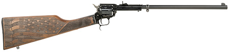 [727962707692] Heritage Mfg BR226B16HSWB06 Rough Rider Rancher 22 LR 6rd 16", Blued Barrel/Rec, US Flag Engraved Walnut Stock, Leather Sling Included