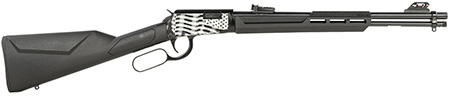 [754908318100] Rossi RL22181SYEN11 Rio Bravo  Lever Action 22 LR 15+1 18" Round Barrel, Black, Polished US Flag Engraved Rec, Synthetic Stock, Fiber Optic Sights