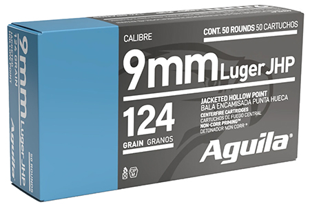 [640420016450] Aguila 1E092125   9mm Luger 124gr Jacketed Hollow Point 50 Per Box/10 Case