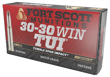 [758381722171] Fort Scott Munitions 3030130SCV Tumble Upon Impact (TUI) Rifle 30-30Win 130gr Solid Copper Spun 20 Per Box/10 Case