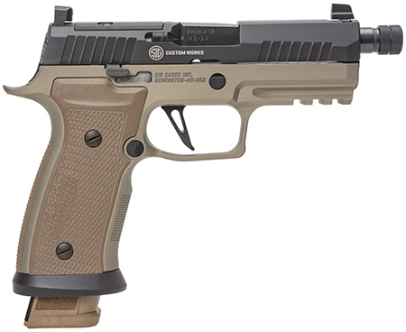 [798681642427] Sig Sauer 320AXGCA9CWCBTTBR2 P320 AXG Combat Limited Edition 9mm Luger 21+1 4.60" Black Nitron, Serrated/Optic Ready Slide, Coyote Hogue G10 Grips  &  Backstrap Grip
