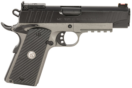 [741566905902] EAA GIRSAN 390608 MC1911 C  Carry Frame 10mm Auto 9+1 4.40" Black Steel Barrel, Black Serrated Steel Slide, Matte Gray Steel Frame w/Beavertail  &  Picatinny Rail, Black Grip, Ambidextrous