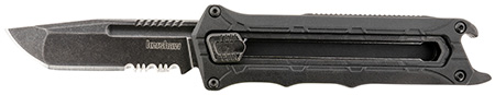 [087171062341] Kershaw 1195 Interstellar  2.70" OTF Tanto Part Serrated Black Oxide Blackwash 8Cr13MoV SS Blade, Black Textured w/Bottle Opener Glass-Filled Nylon Handle, Includes Pocket Clip