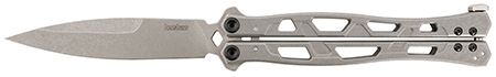 [087171064314] Kershaw 5050 Moonsault  4.60" Butterfly Spear Point Plain 14C28N Steel Blade, Stainless Steel Handle