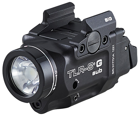 [080926694378] Streamlight 69437 TLR-8 w/Laser Black Anodized, Green Laser 5.0 mW/500 Lumens Output 510-530nm Wavelength, Fits Sig Sauer P365/P365XL