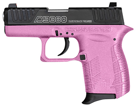 [810035753372] Diamondback DB0100E112 DB380 Gen4 Micro-Compact Frame 380 ACP 6+1, 2.80" Stainless Steel Barrel, Nickel Boron Serrated Stainless Steel Slide, Pink Polymer Frame w/Beavertail  &  Grip