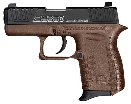 [810035753389] Diamondback DB0100E072 DB380 Gen4 Micro-Compact Frame 380 ACP 6+1, 2.80" Stainless Steel Barrel, Black Nitride Serrated Stainless Steel Slide, Midnight Bronze Polymer Frame w/Beavertail  &  Grip