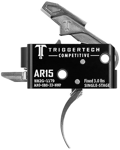 [885768003278] TriggerTech AR0SBS33NNP Competitive  Stainless Pro Curved Single-Stage 3 lbs Fixed for AR-15