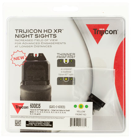 [719307213869] Trijicon 600835 HD XR Night Sights  Green/Tritium Yellow Outline Front Sight-Green Tritium Black Outline Rear Sight Glock 17/17L/19/22 Standard Frame