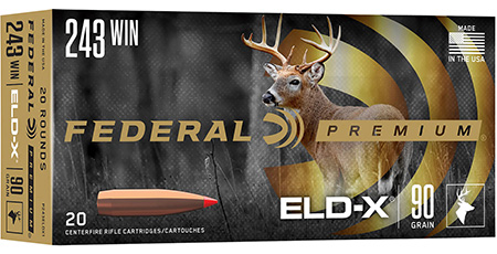 [604544689808] Federal P243ELDX1 Premium ELD-X 243Win 90gr 20 Per Box/10 Case