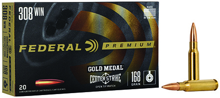 [604544685152] Federal GM308OTM1 Premium Gold Medal 308Win 168gr Open Tip Match 20 Per Box/10 Case