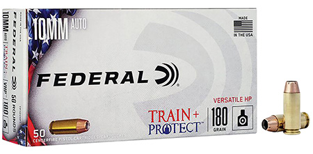 [604544687255] Federal TP10VHP1 Train + Protect  10mmAuto 180gr Versatile Hollow Point 50 Per Box/10 Case