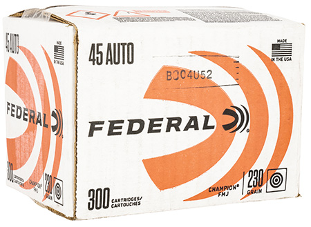 [50004544689665] Federal C45230A300 Champion Training 45ACP 230gr Full Metal Jacket 300 Per Box/1 Case *Loose