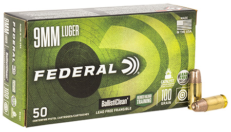 [604544682243] Federal BC9H1 BallistiClean Reduced Hazard Training 9mmLuger 100gr Lead Free Frangible 50 Per Box/20 Case
