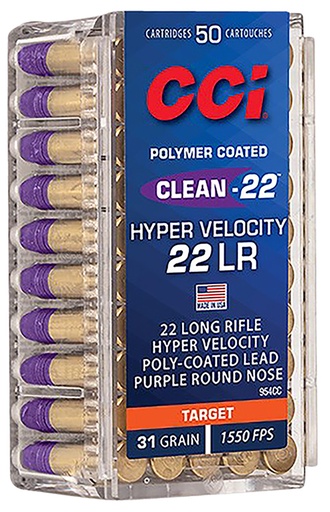 [604544688870] CCI 954CC Clean-22 Hyper Velocity 22LR 31gr LN Purple 50 Per Box/100 Case