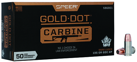 [604544669138] Speer 59GDC1 Gold Dot  9mmLuger 135gr Hollow Point 50 Per Box/20 Case