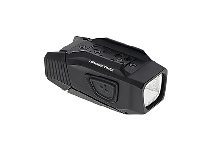 [810048570737] Crimson Trace 0101690 RailLight  Black Aluminum Handgun 100/250/500/1000 Lumens White/Red LED Bulb