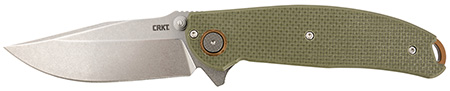 [794023247107] CRKT 2471 Butte  3.36" Folding Plain Stonewashed D2 Steel Blade/OD Green G10 Handle Includes Pocket Clip