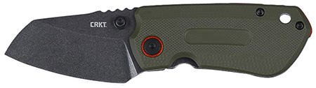 [794023627701] CRKT 6277 Overland  Compact 2.24" Folding Plain Stonewashed D2 Steel Blade, Green w/Orange Accents G10/SS Handle, Includes Pocket Clip