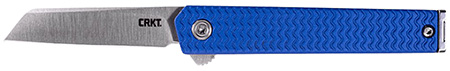 [794023708301] CRKT 7083 CEO Microflipper Micro 2.21" Flipper Sheepsfoot Plain Satin 12C27 Sandvik Blade, Blue Textured w/Silver Liner  &  Accents Aluminum Handle, Includes Pocket Clip