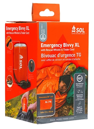 [707708211447] Adventure Medical Kits 01401144 SOL Bivvy Warmth Waterproof Wind Resistant Orange XL