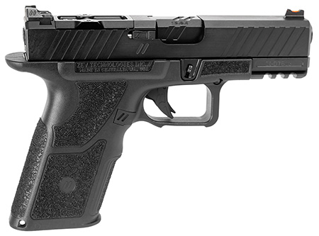 [811338038159] ZEV OZ9XDUTYSS OZ9 Duty Compact X 9mm Luger 17+1 4", Black, Serrated Stainless Steel Slide with Optic Cut, X-Grip Polymer Frame with Picatinny Rail, Fiber Optic Combat Sights