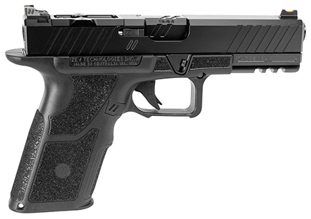 [811338038203] ZEV OZ9SDUTYSS OZ9 Duty Standard 9mm Luger 15+1 4.50", Black, Serrated Stainless Steel Slide with Optic Cut, Polymer Frame with Picatinny Rail, Fiber Optic Combat Sights