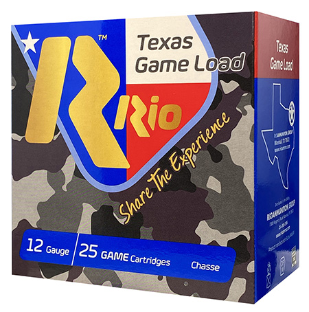 [8435101623049] Rio Ammunition TGHV368 Texas Game Load High Velocity 12Gauge 2.75" 1 1/4oz 8Shot 25 Per Box/10 Case