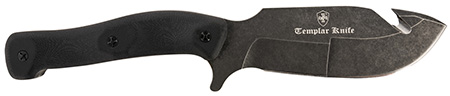 [093674826403] Templar Knife HBK321 Reagan Field Dressing 4.60" Fixed Gut Hook Plain Powder Coated D2 Steel Blade/ 4.55" Black G10 Handle