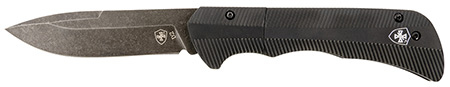 [093674826069] Templar Knife AAABK321 Auto Assist  3.50" Folding Drop Point Plain Black Oxide Stonewashed Powder Coated D2 Steel Blade/4.25" Aged Aluminum Handle