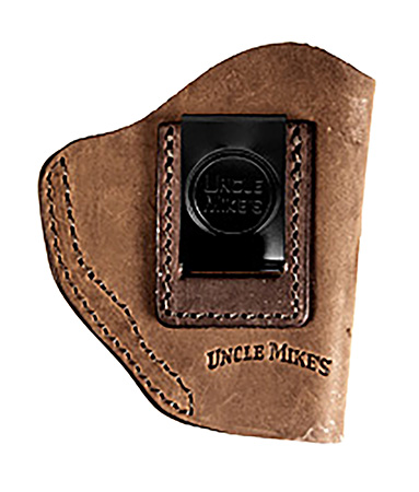 [810102212306] Uncle Mikes-leather(1791) UMIWB2BRWA Inside the Waistband  IWB Size 02 Brown Leather Belt Clip Fits Small Frame Revolver Right Hand
