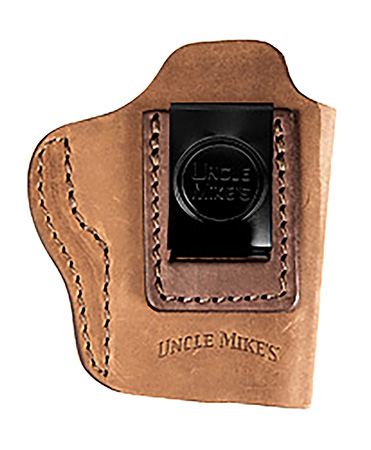 [810102212320] Uncle Mikes-leather(1791) UMIWB3BRWA Inside the Waistband IWB Size 03, Brown Leather, Compatible w/Springfield Hellcat, Glock 42/43, Belt Clip Mount, Right Hand