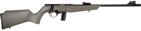 [754908321001] Rossi  RB22  Compact 22 LR 10+1, 16" Matte Black Button Rifled Free Floating Steel Barrel, Matte Black Stainless Steel Receiver, OD Green Monte Carlo Stock, Right Hand