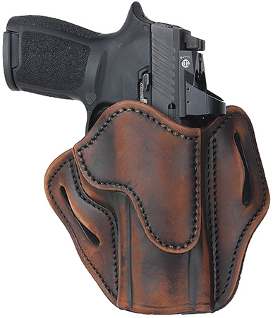 [816161029909] 1791 Gunleather ORBH24VTGR BH2.4 Optic Ready OWB Size 2.4 Vintage Leather Belt Slide Fits Walther PPQ/Sig P320/Springfield XD-M Right Hand