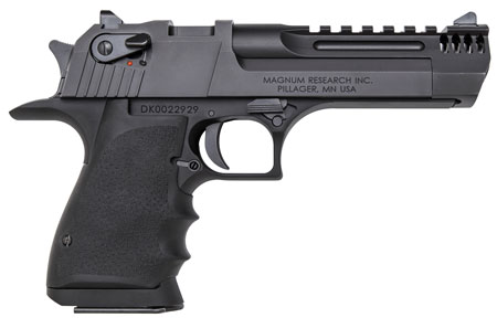 [761226087700] Magnum Research DE445IMB Desert Eagle L5 44 Rem Mag 5" with Muzzle Brake 8+1 Black Hardcoat Anodized Aluminum Frame Black Carbon Steel Slide Black Hogue Wraparound Grip